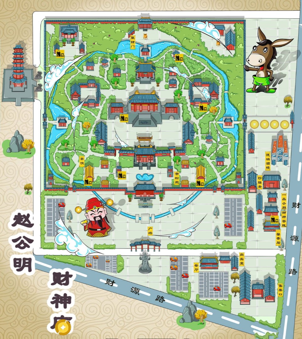 南桥镇寺庙类手绘地图